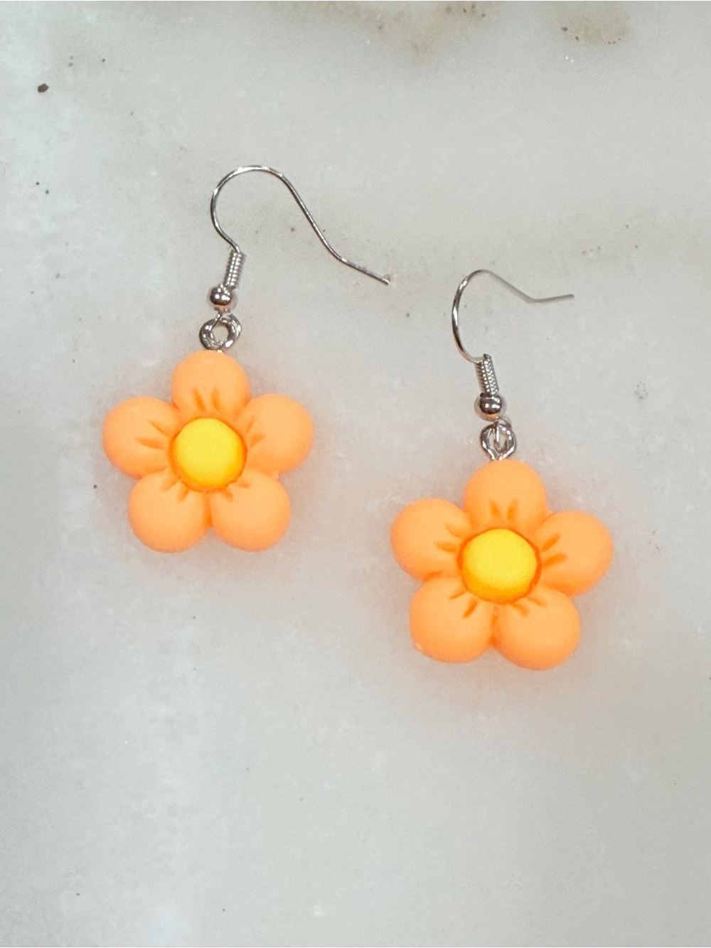 Orange Flower Earrings Handmade Novelty Floral Gift Jewelry